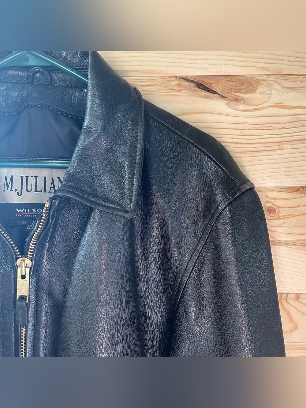Vintage 90s M. Julian Wilsons Genuine Leather Bomber Jacket Mens Large Black - Picture 4 of 7